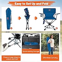 Vista 7 de Goplus Silla de caza giratoria de 360°, silla ciega plegable para adultos con portavasos y bolsa de transporte, sillas de camping ligeras