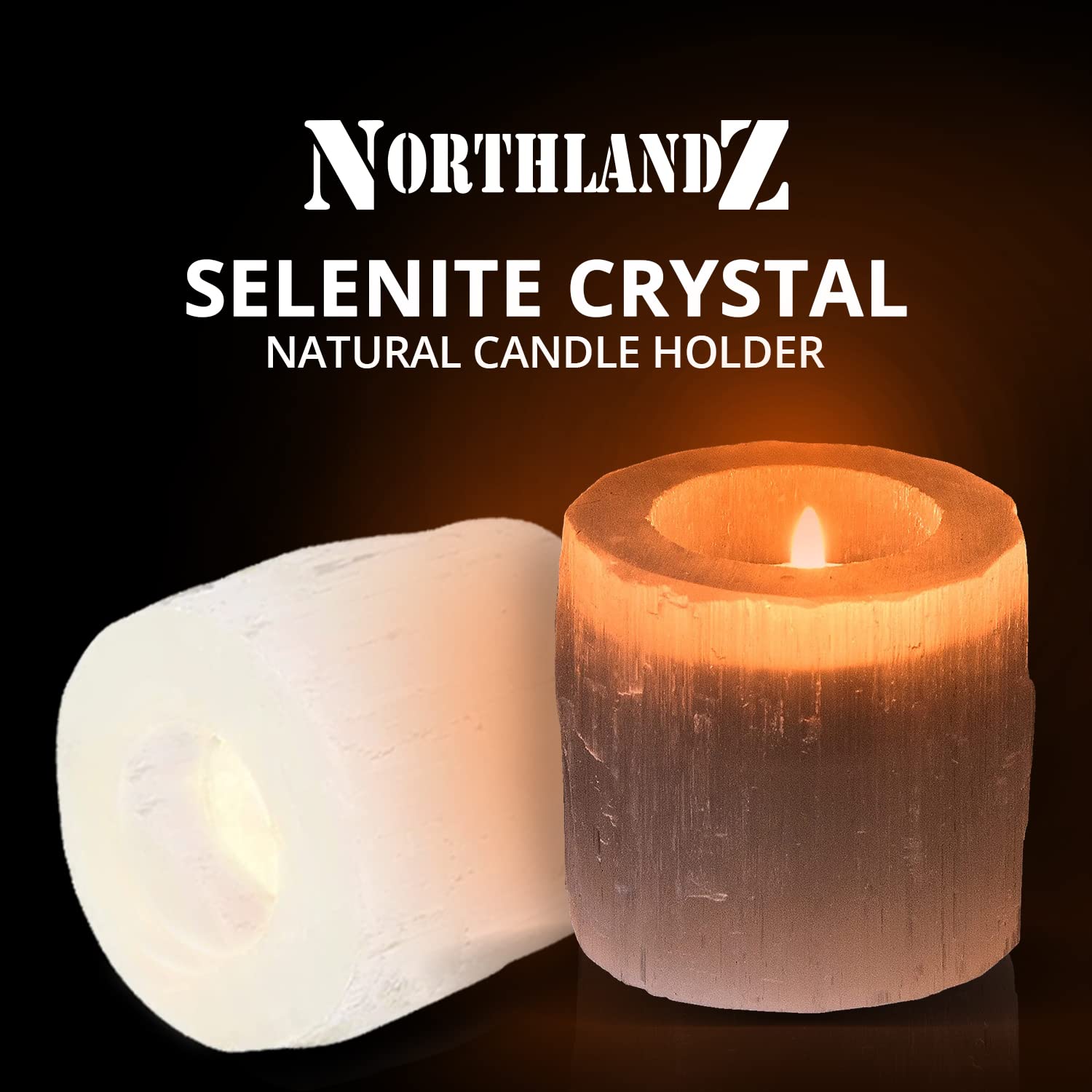 SALT 84 Selenite Crystal Candle Holder – Decorative Tea Light Holder, Healing Stone, Home Décor & Gift, 3.5 Inches Tall - View #4