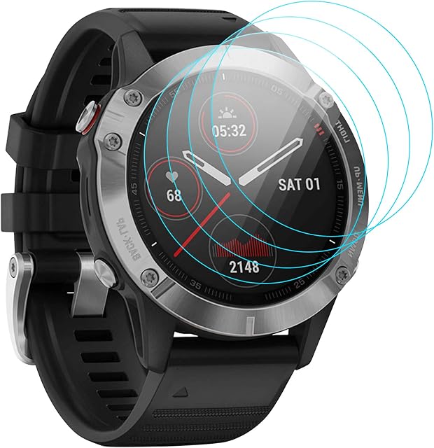 KIMILAR 4 Pack Screen Protector compatible with Garmin Fenix 6 / Fenix 6 Pro/Fenix 7S, [NOT for 6S / 6X / 7 / 7X] Tempered Glass Screen Protector compatible with Garmin Fenix 7S / Fenix 6/6 Pro