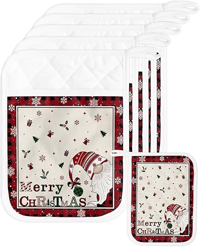 Miniatura 9 de Juego de 2 soportes para ollas de Halloween para cocina, antideslizantes y aislantes de calor, juego de agarraderas de tela de toalla con bolsillo,