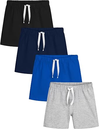 Resinta 4 Pack Baby Boys Cotton Shorts Toddler Boy Soft Casual Pull-On Shorts Elastic Waist Kids Clothes for Summer