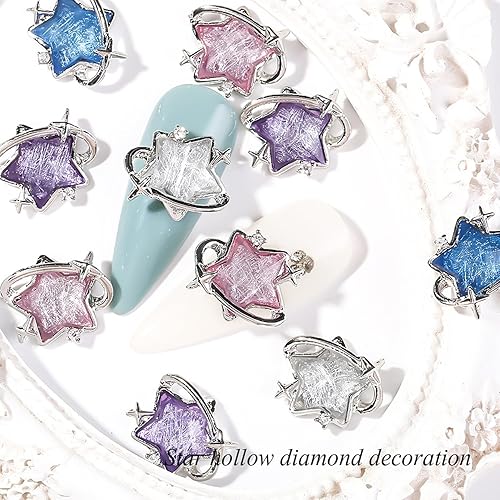 Miniatura 2 de Diamantes de imitación de aleación de estrella, decoración de diamantes de imitación de metal 3D, estrellas tridimensionales, joyas para uñas,