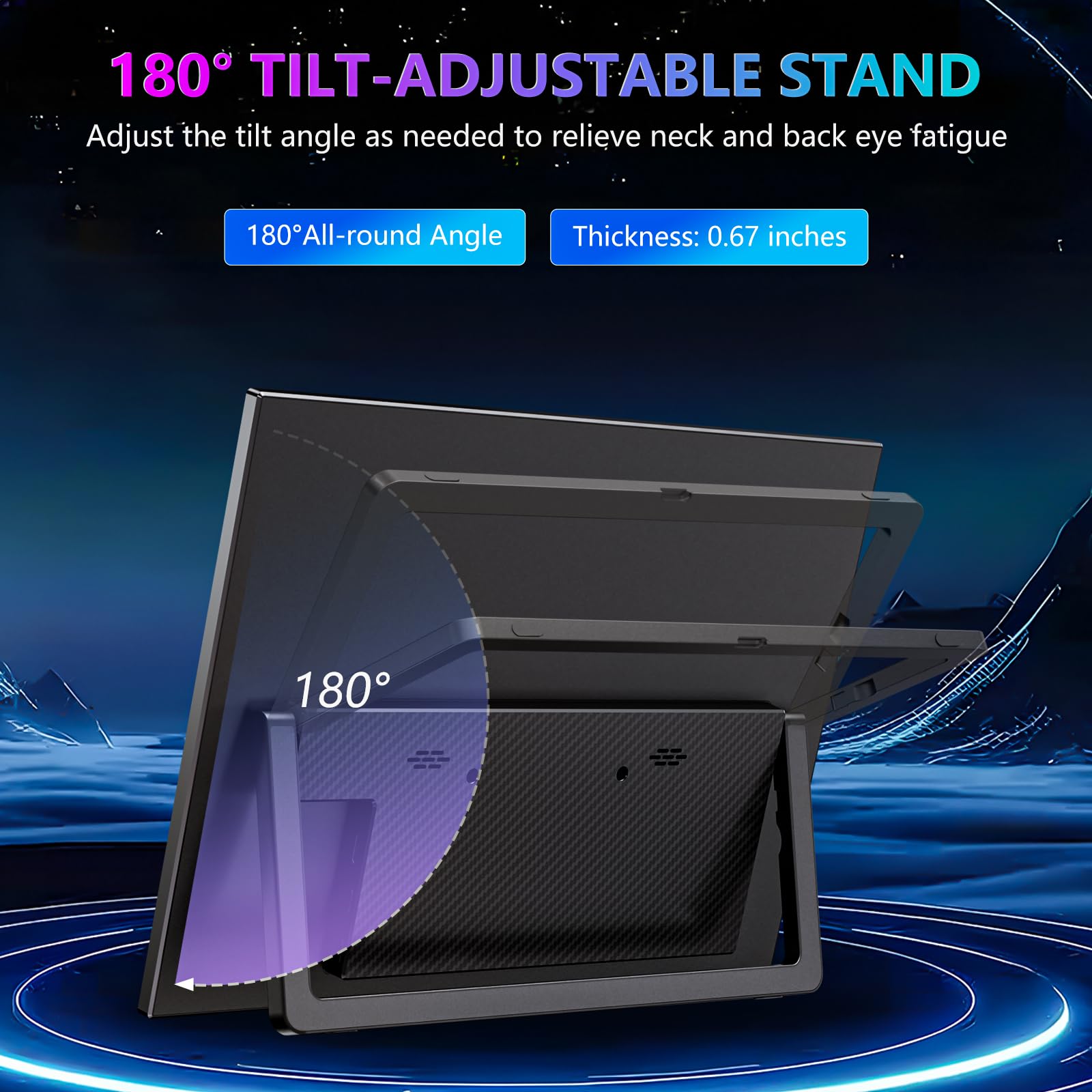WUAWE Przenośna podpórka na monitor 35.6 cm ultra cienka do GEEKOM drugi ekran do laptopa, komputera, telefonu, Xbox, PS4/PS5, przełącznika