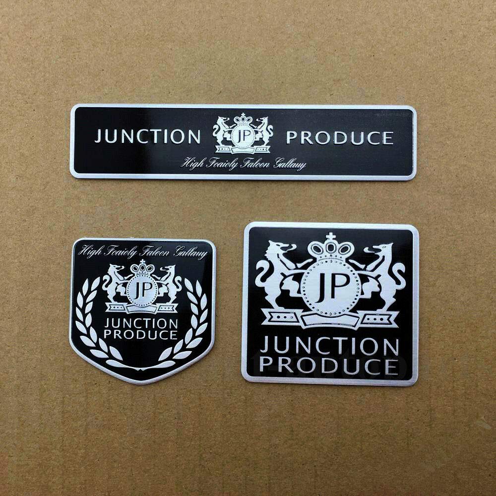 3pcs JUNCTION PRODUCE JP Aluminum Car Auto Badges Emblems Decals Stickers (Color : Black)