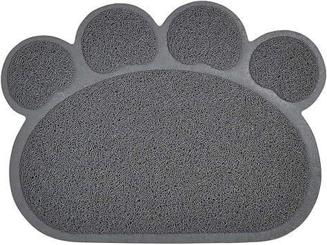 LIKENNY Cat Toilet Mat, Pet Mat, Sand Splatterproof, Anti-Slip, Paw Pattern, Cat Litter Mat, Washable, Clean, Convenient, Entrance Mat, Pet Supplies Gray, 15.7 x 11.8 inches 40 x 30 cm