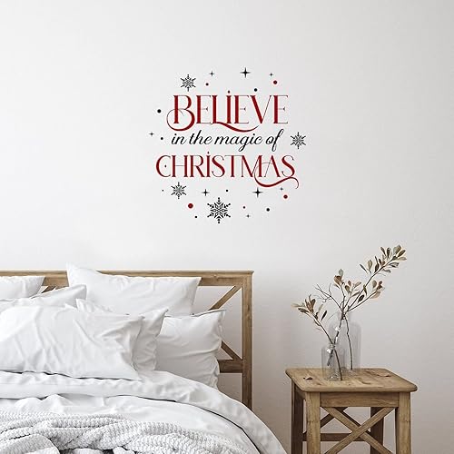 Miniatura 2 de Calcomanías de letras inspiradoras con texto en inglés "Believe in the Magic of Christmas", calcomanías de pared de vinilo para dormitorio,