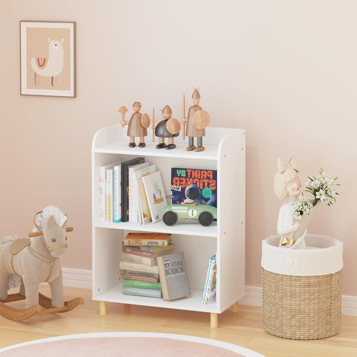 3 Tier Bookcase, Book Display, Bookshelf Toy Storage Cabinet Organizer for Room, Playroom, Nursery