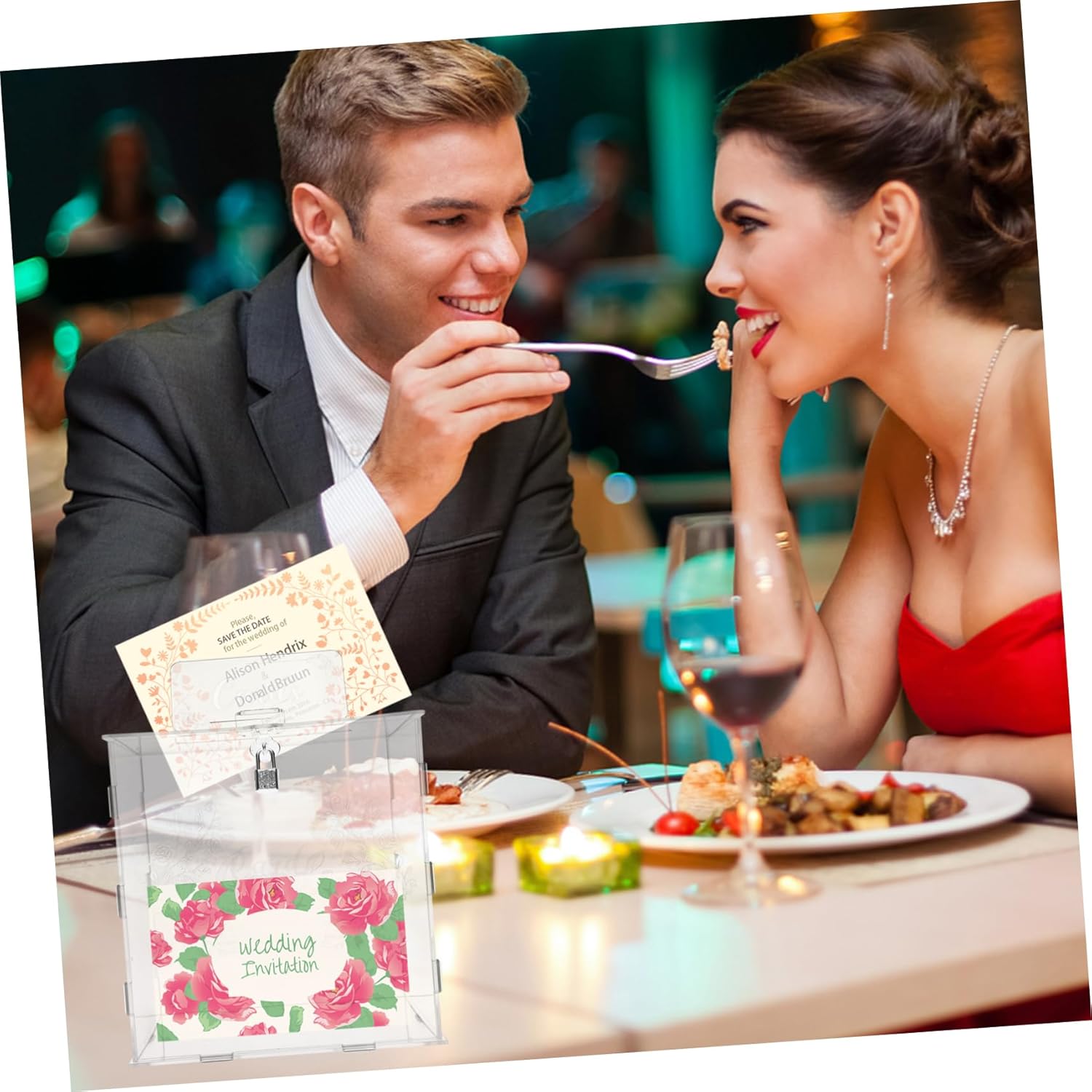 Alipis Wedding Card Box with Lock Storage Container for Showers Receptions and Celebrations Elegant Decorative Party Accessory