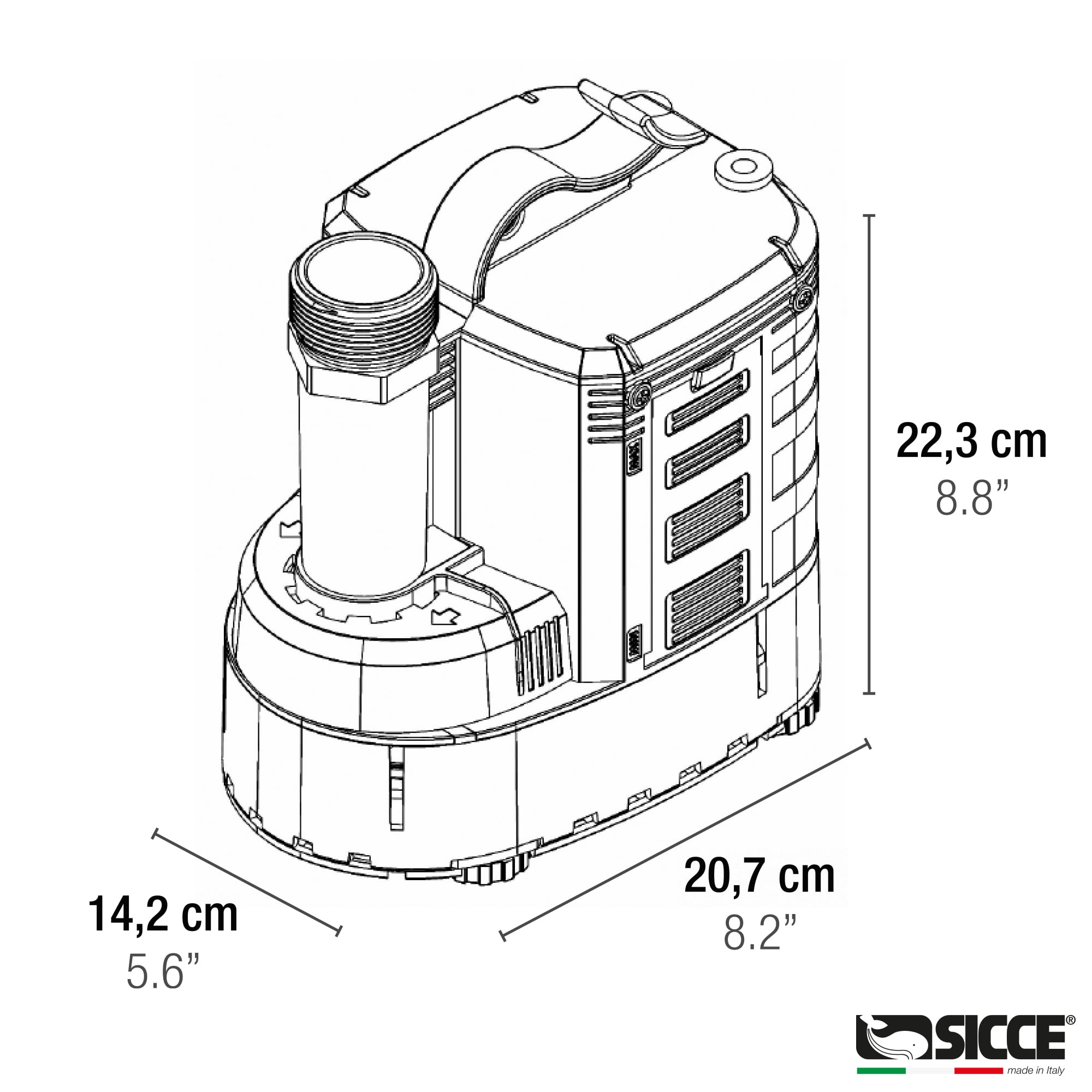 SICCE ULTRA 9000 Bomba de inmersión, vacía piscinas y pozos, automática con flotador 10 m 3P EU