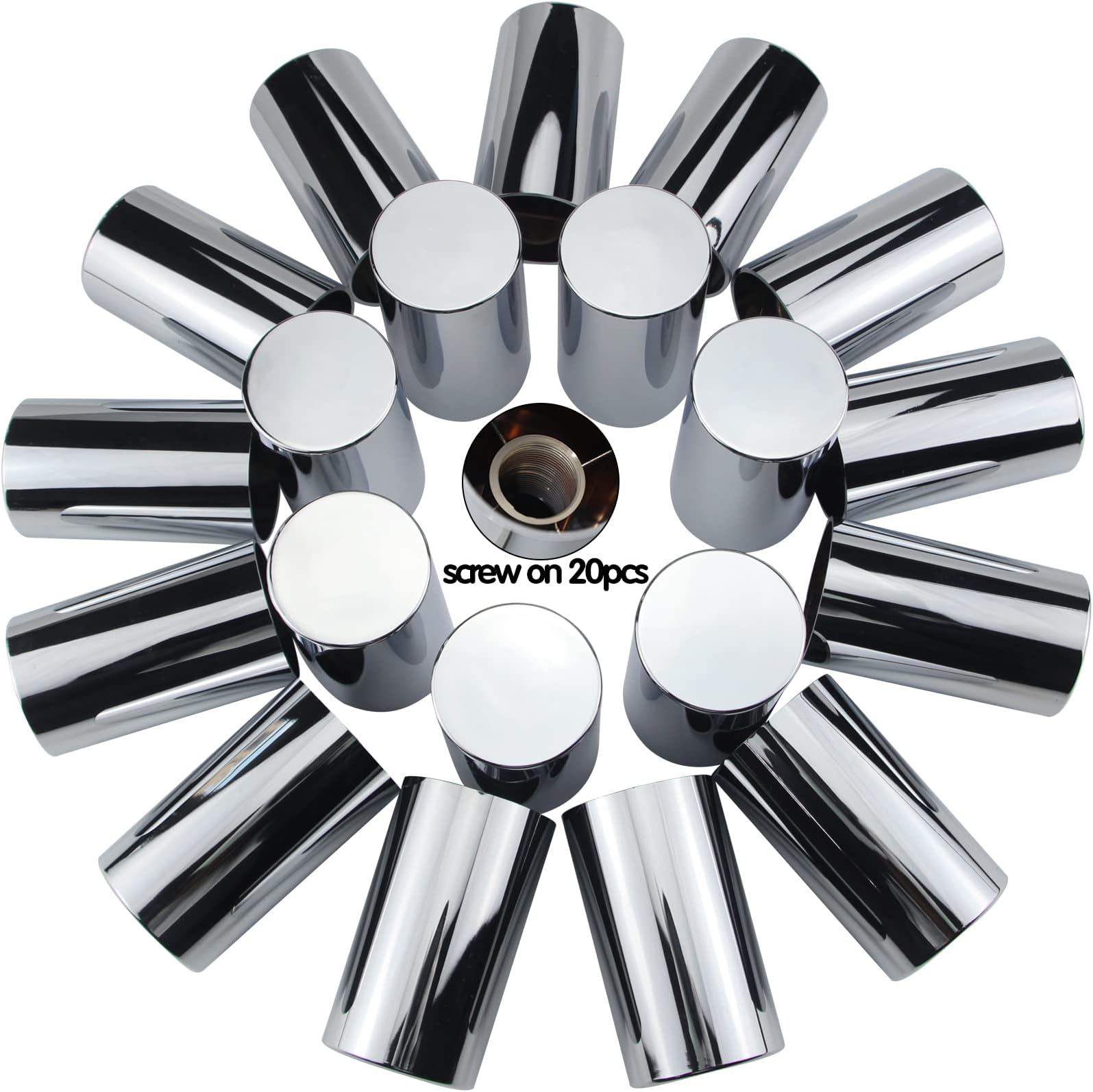 PENSUN 33mm by 31/2" Cylinder Lug Nut Covers with Chrome