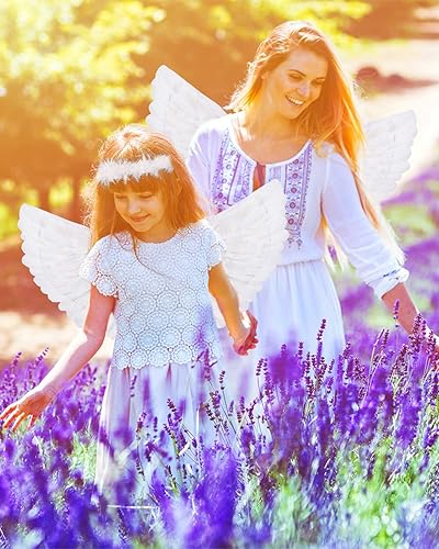 Miniatura 2 de Alas de ángel y halo, disfraz de ángel para Halloween o Nochebuena para niños y adultos (de color blanco)