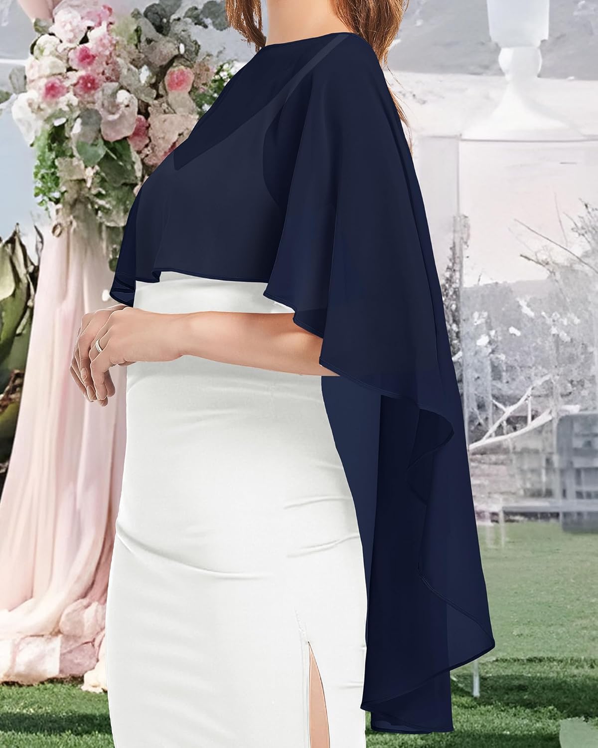 Womens Capelets Shawls and Wraps for Evening Dress Chiffon Capes Wedding Cover Up - Image 5