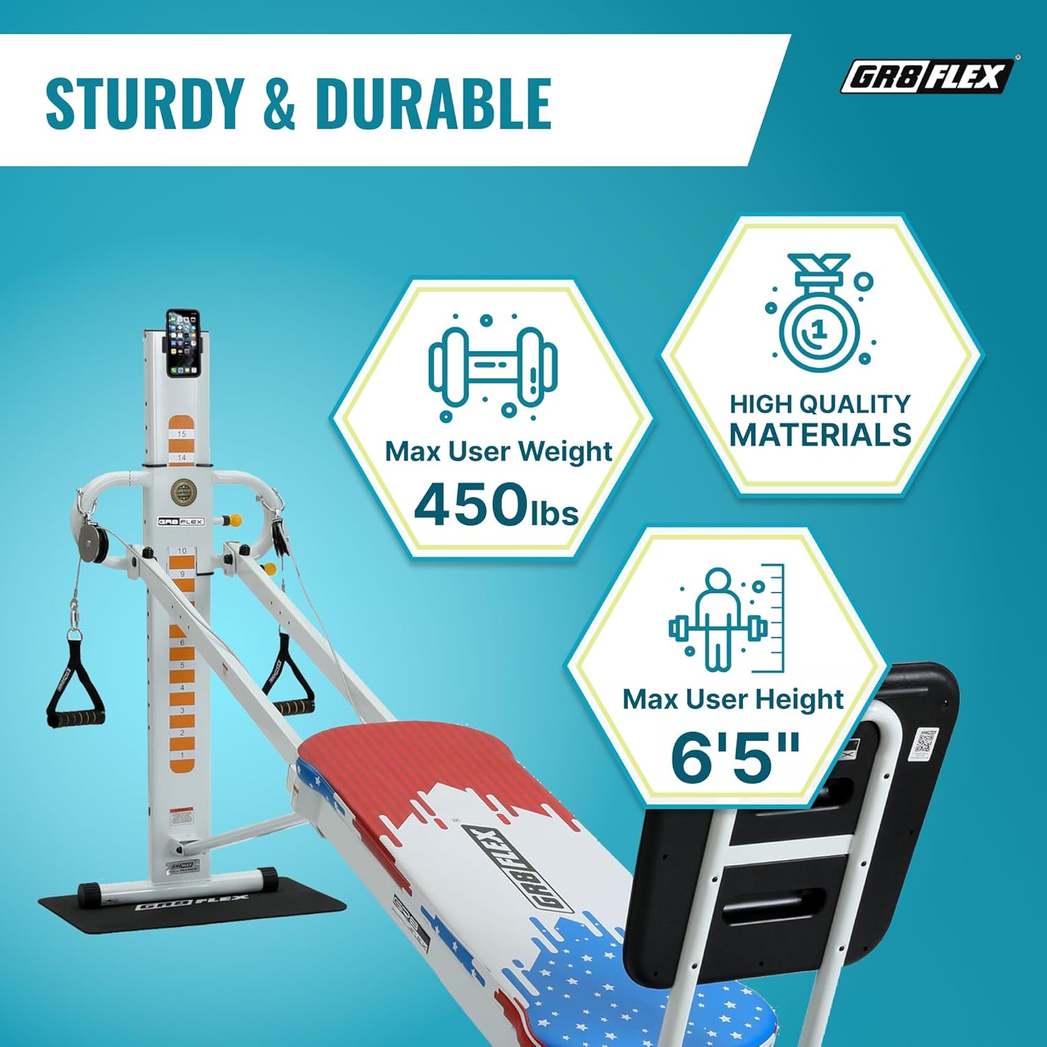 High Performance Gym - Patriotic XL Model with Total Over 100 Workout Exercises High Performance Gym - Patriotic XL Model with Total Over 100 Workout Exercises