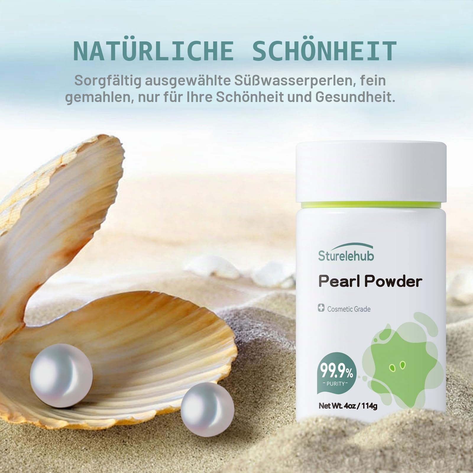 Perlpulver, 114 g, 99,9 % Reinheit, Kosmetikqualität, Bio-Perlenpuder für hausgemachte Masken, Cremes und Lotionen, Bio-Perlenpuder für Heimkosmetik