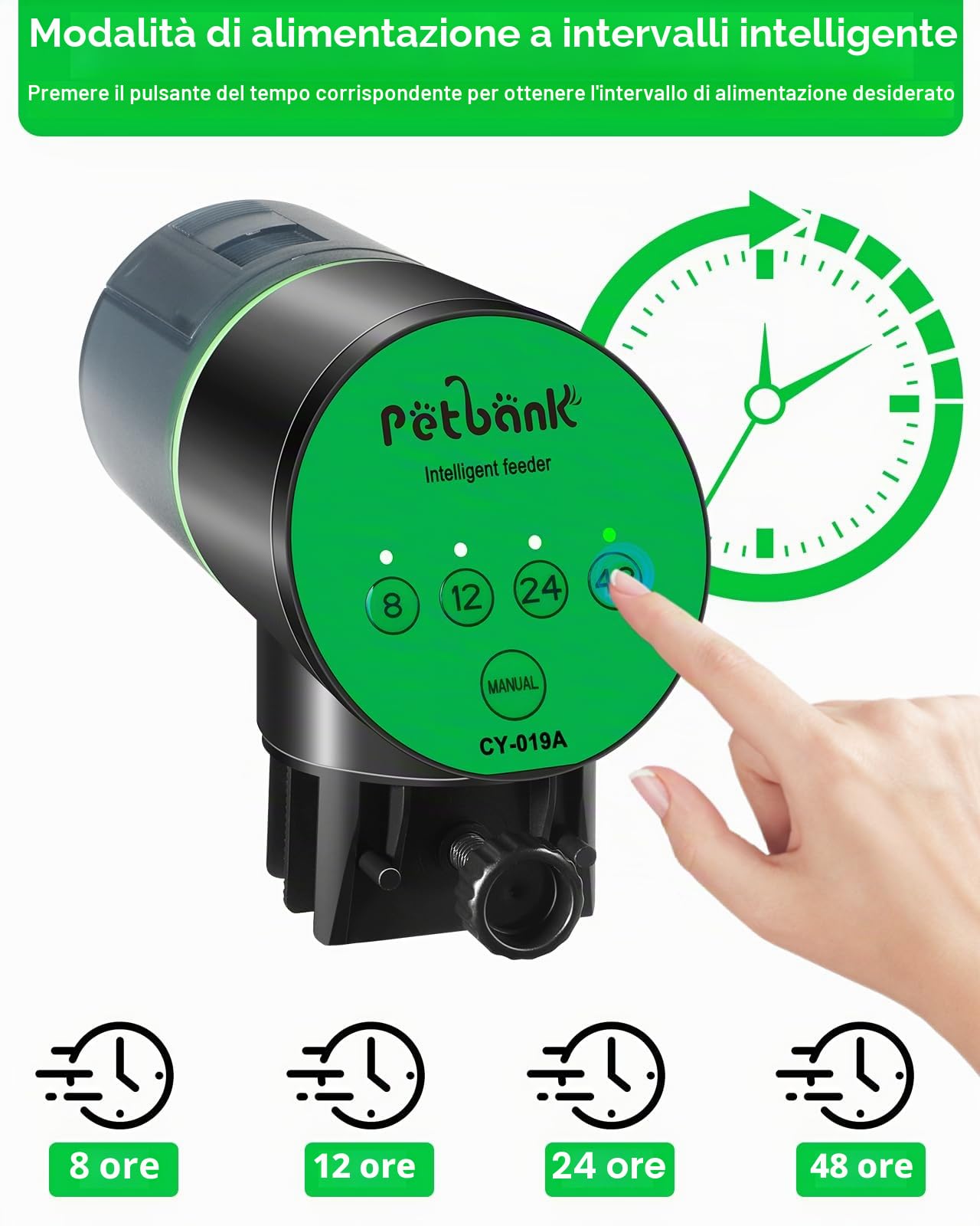 Mangiatoia automatica per acquario, distributore automatico di cibo per pesci, timer vacanze alimentato a batteria, alimentatore automatico per pesci, distributore automatico con 2 batterie