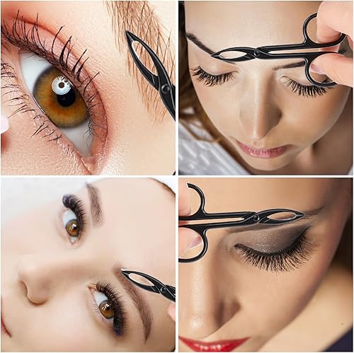 Miniatura 6 de 2 pinzas con mango de tijera, punta recta, pinzas para cejas en forma de pinzas para depilación facial (negro y negro)