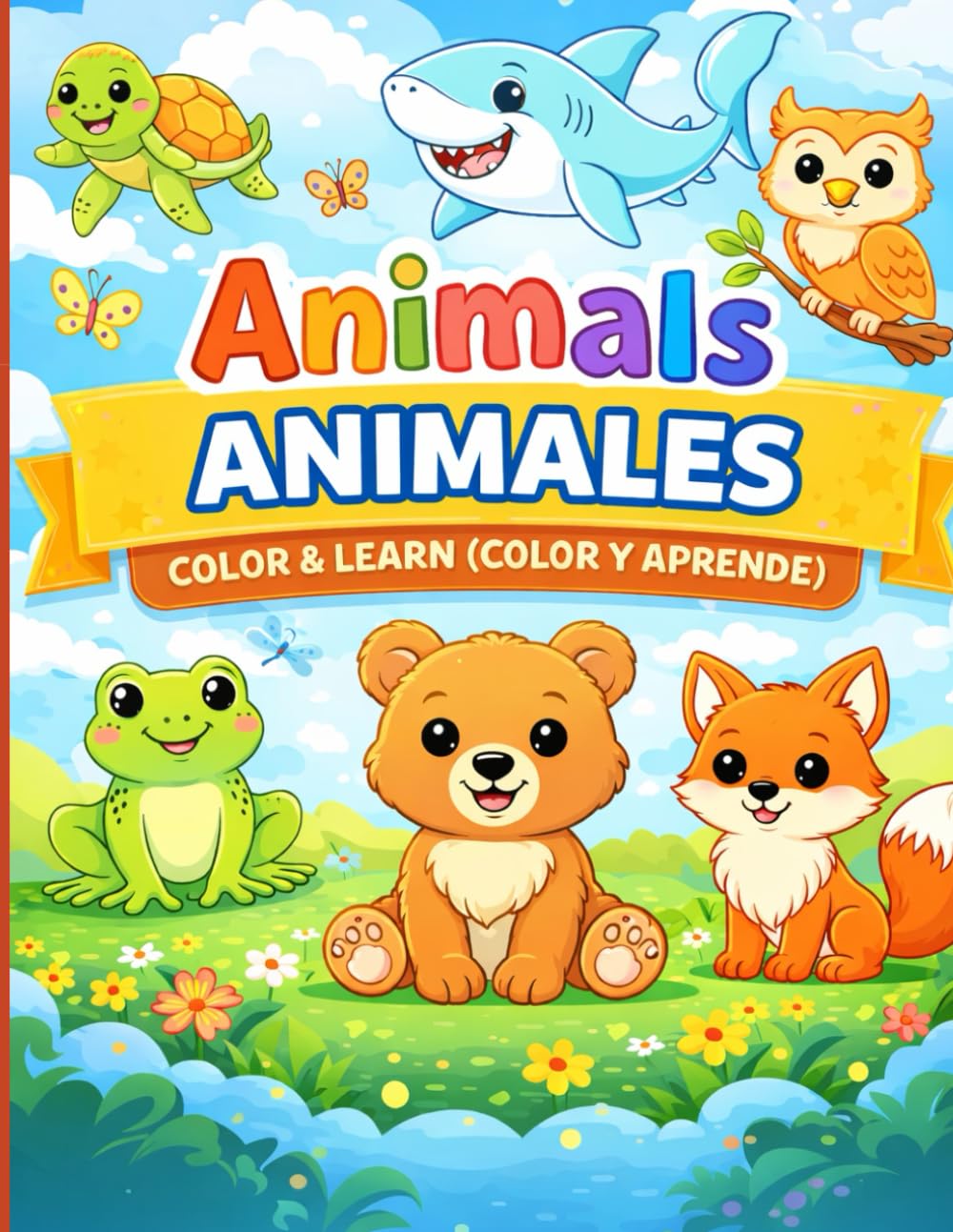 English Spanish Animal Coloring Book for all ages Bilingual Learn Spanish for Beginners | Easy Animal Coloring Pages for Preschool & Homeschool