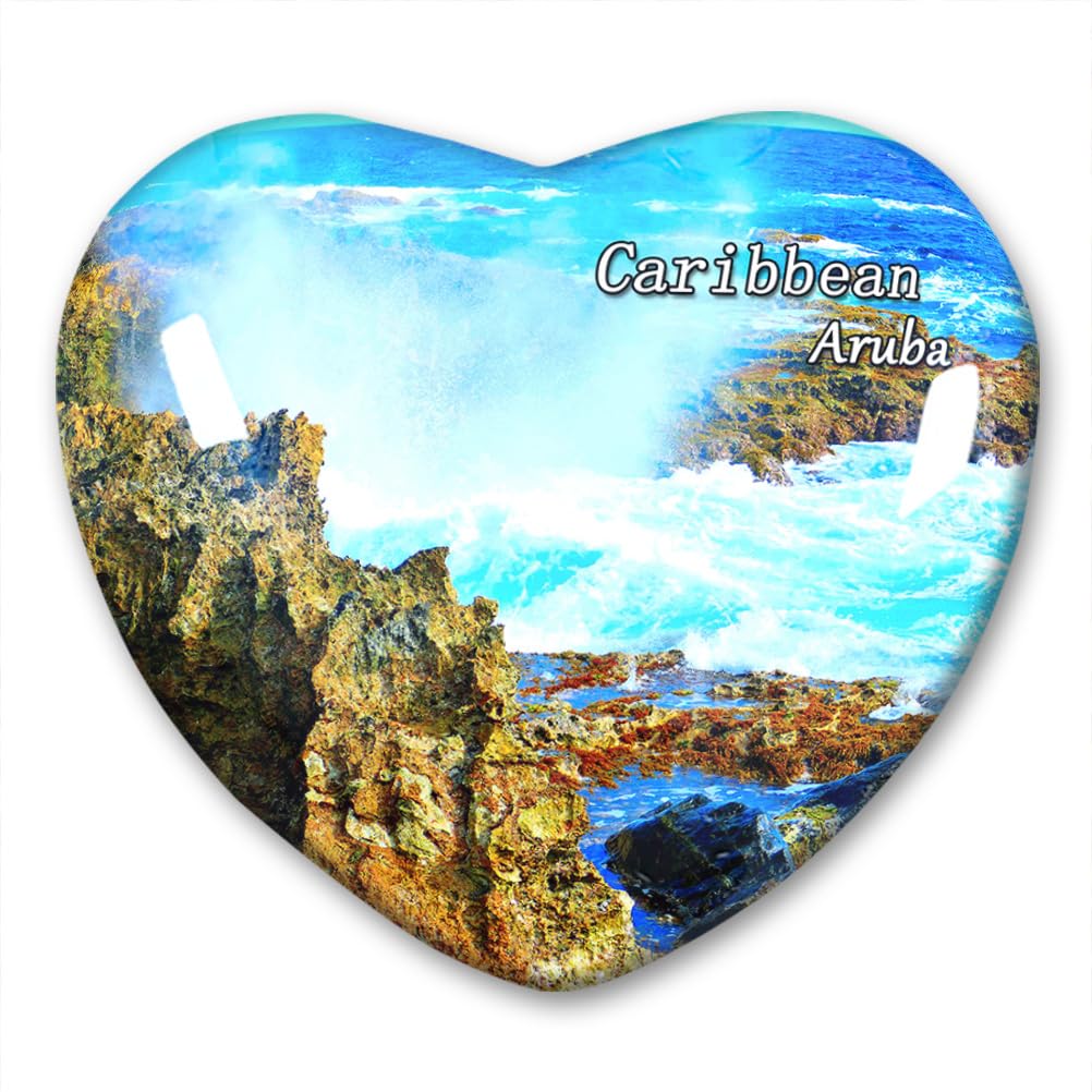 Aruba Caribbean Fridge Magnet Refrigerator Stickers Decorative Travel Souvenir Heart-shaped Glass