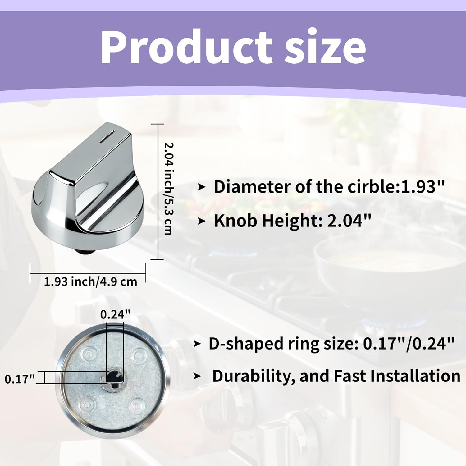 Upgraded W11517334 W10850033 Stove Knobs Replacements for Whirlpool Gas Stove Knobs WEG745H0LZ1 WEG745H0LZ WEG515S0FB0 WEG745H0FS0 Cooktop Oven Gas Range Electric Control Knobs Metal Base Silver 4Pcs