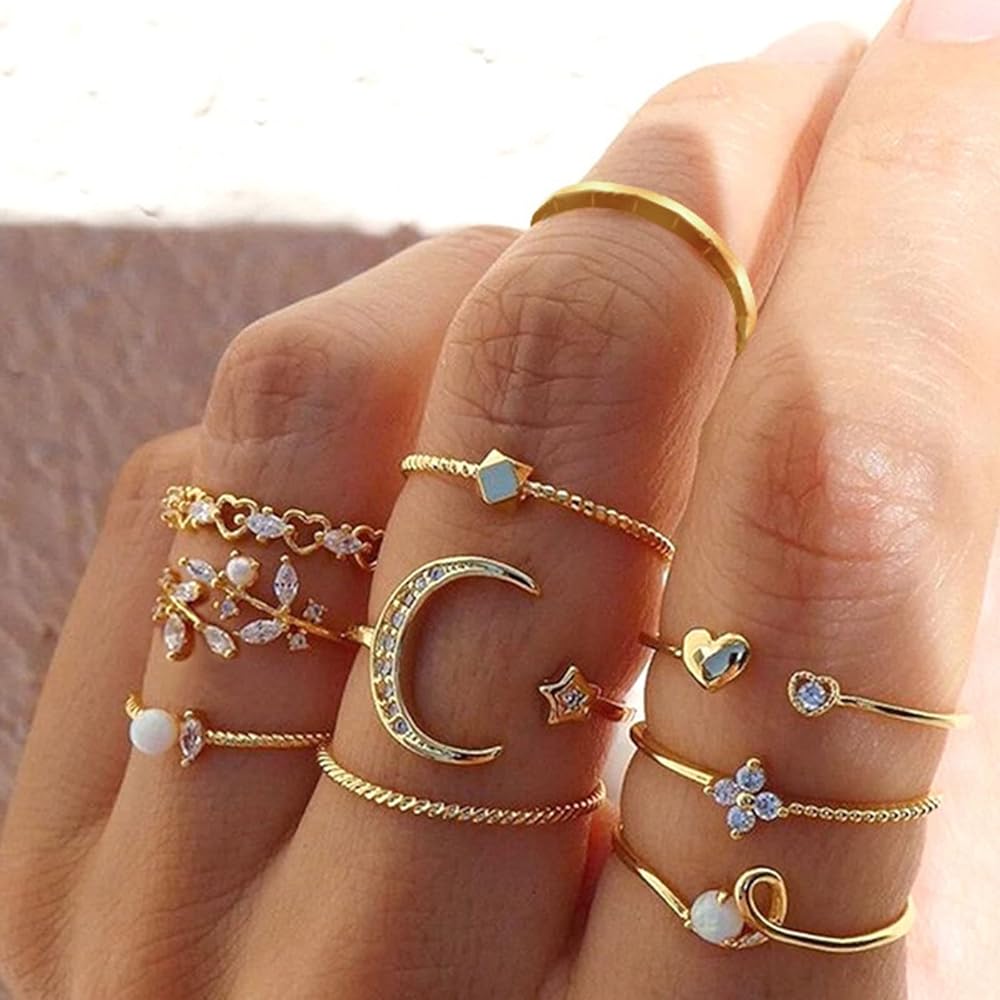 Amazon.com: HUASAI Gold Stackable Rings for Women Trendy
