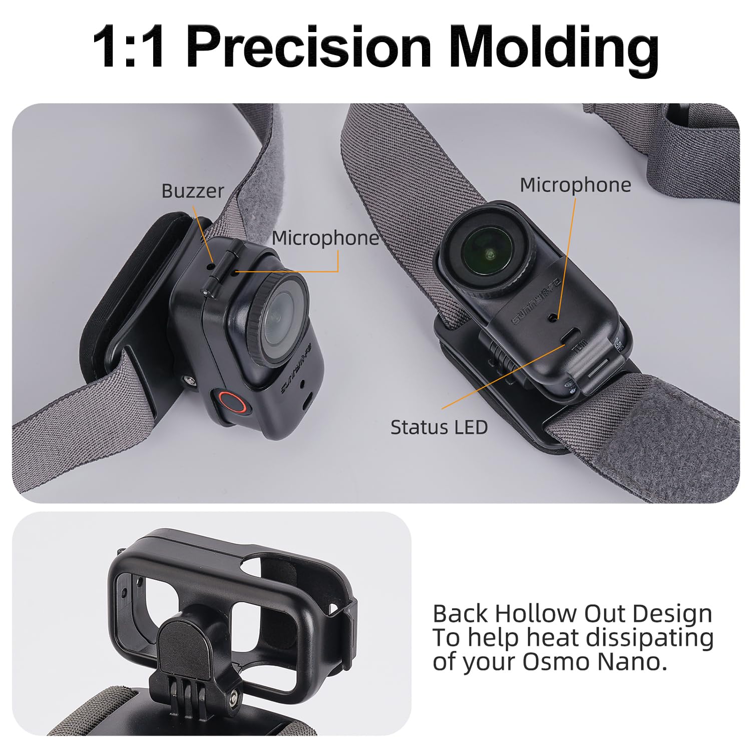 Osmo Nano Bandeau Support, Amovible Vertical/Horizontal Sangle Rotative Réglable Maintien élastique pour Mains Libres POV Enregistrement
