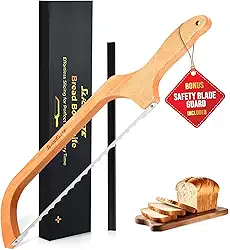 Faca de arco de pão de madeira | Fatiador de pão para pão caseiro | Faca de pão de fermento com design de laço, serra de pão serrilhada de aço inoxidável, cortador de pão para pão caseiro, cortes