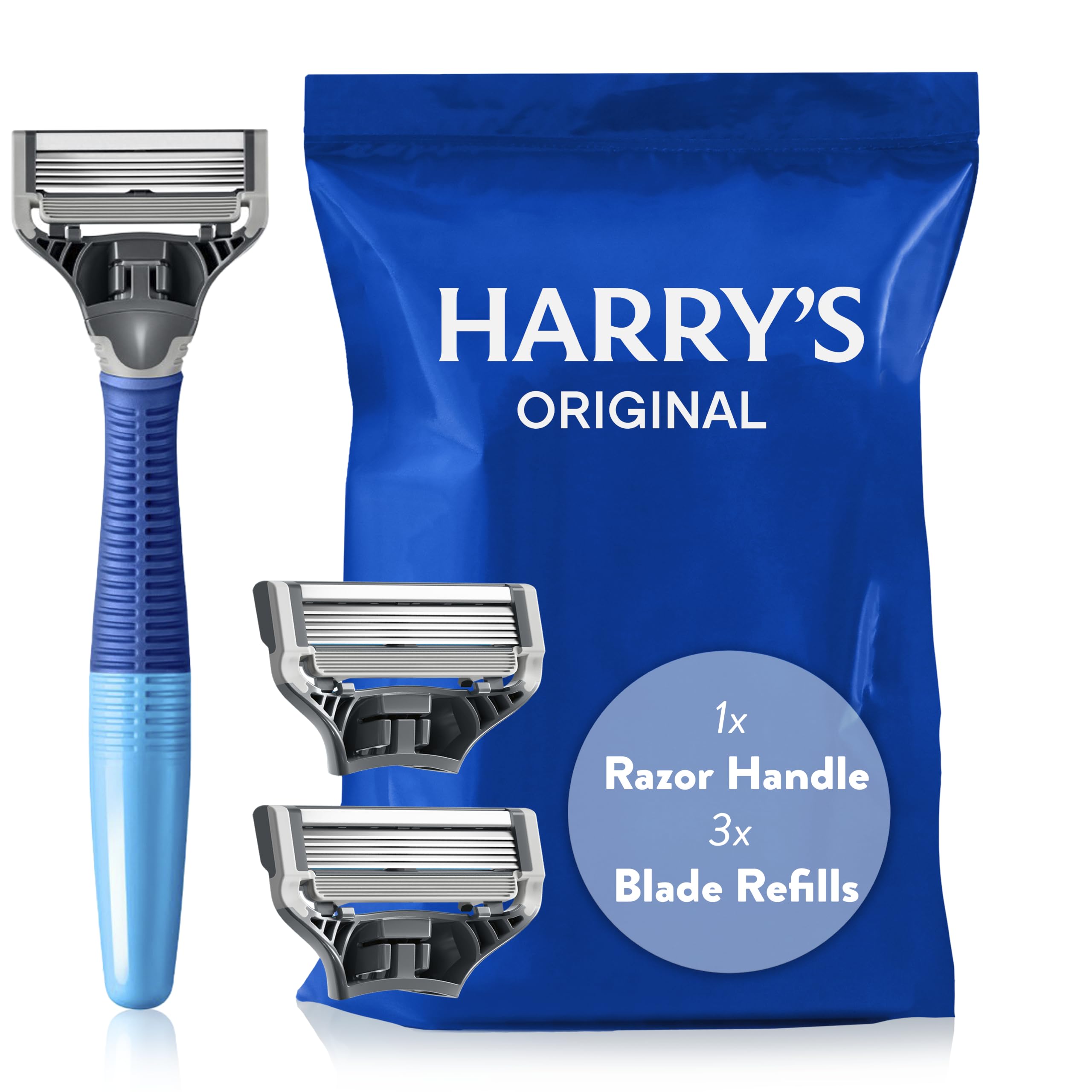 Harry's Original Starter Set, Includes Weighted Handle and 3 Razor Blade Refills