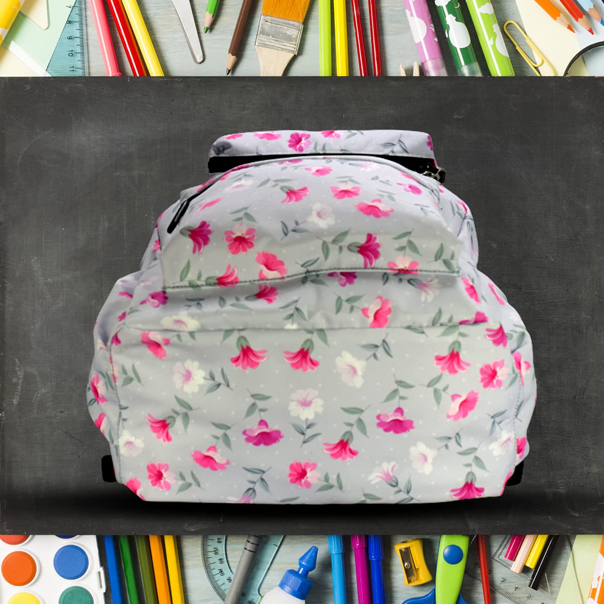 Tinytot 3 Compartments 20 Litre Lightweight Waterproof Backpack Bags For Women - 17 Inch College Bag For Girls With Pencil Pouch,Medium School Bag For Girls 8+ Years,Office & Picnic Bag,Grey 4