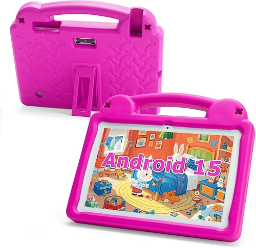 paitanry Tablet Android de 10 pulgadas, Android 15 Kids Tablet, A523 Octa-Core, 8GB+64GB, 1TB expandible, WiFi 6 (2.4G+5G), funda EVA con soporte,