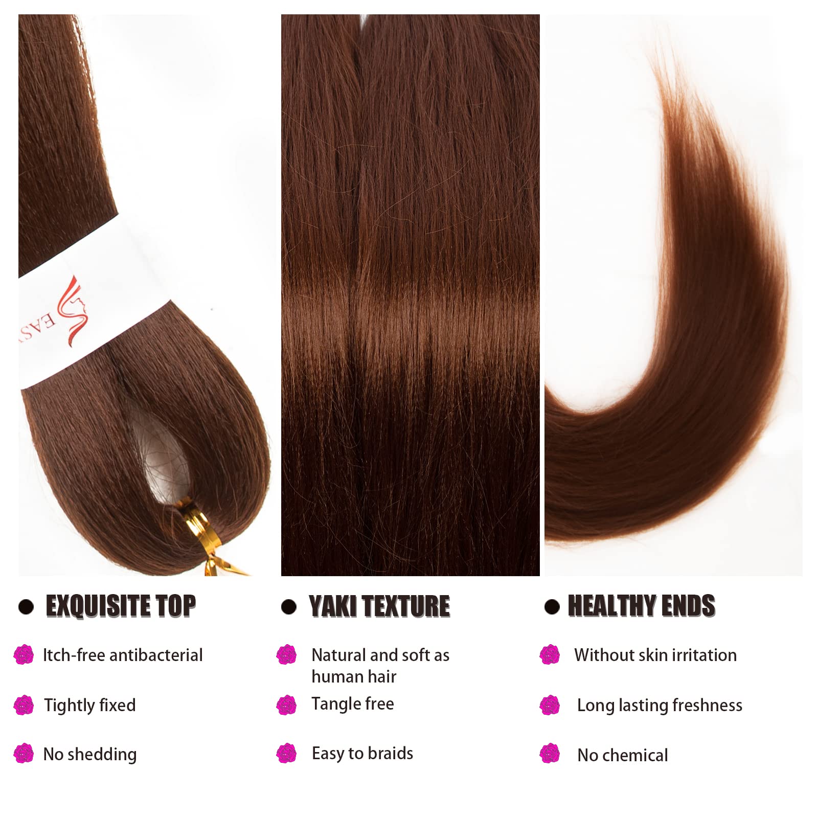Pre-stretched Braiding Hair Professional Easy Crochet Braid Hair 26 Inch 8 Packs Hot Water Setting Soft Synthetic Braiding Hair Extension for Twist Senegalese Crochet Hair (26 inch, 30#)