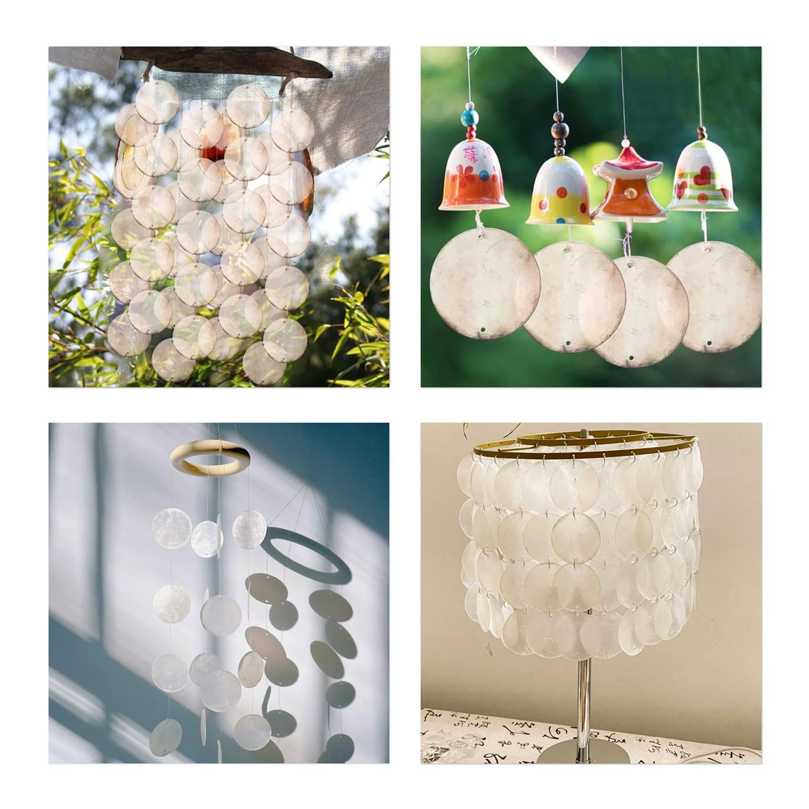 100 sztuk muszli z masy perłowej, okrągłe krążki z masy perłowej, zawieszki w stylu retro, z dwoma otworami, do zasłon z muszli, majsterkowania, dekoracji domu (białe)