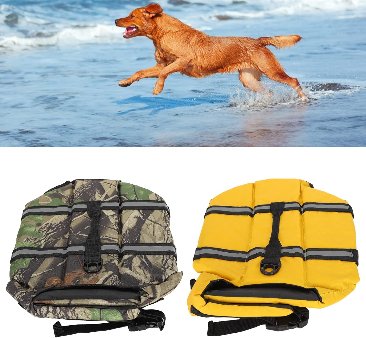 EVTSCAN Dog Life Jacket, Pet Floatation Vest Saver Swimsuit Preserver for Puppy Water Safety(XL-Yellow)
