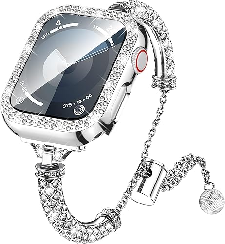 LETOID Correa y funda diseñada para Apple Watch  1.575 pulgadas, 1.614 pulgadas, 1.732 pulgadas, 1.772 pulgadas, correa de metal elegante pulsera