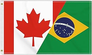 3×5 FT Canada Brazil Flag, Large 100D Canadian Brazilian Friendship National Outdoor Banner,Doube Side Printing Decor For Patio Garden With Brass Gromment