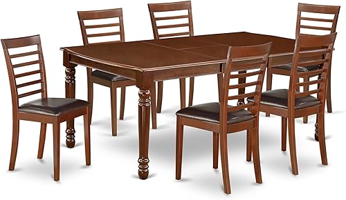 Miniatura 7 de East West Furniture DOML7-MAH-C - Juego de mesa y sillas de cocina de 7 piezas consta de una mesa de comedor rectangular con hojas de mariposa y 6