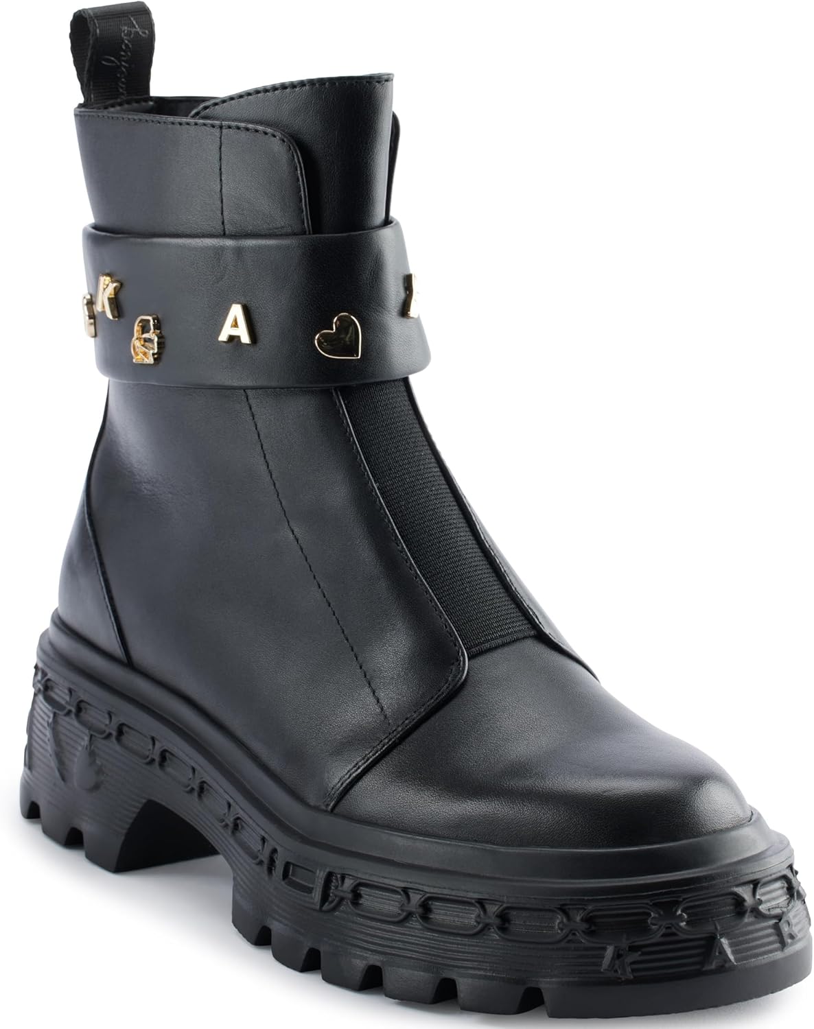 KARL LAGERFELD womens Latisha Lug Sole Chelsea Boot With Pins