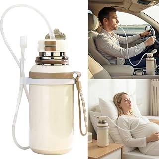20 oz With Cup Lid Stainless Steel Vacuum Insulated Bottle,Extended Retractable Straw Travel Mug,Thermo Bottle For Hot Cold Drinks,Long-lasting Insulated Hands-free Water Bottle(Creamy White)