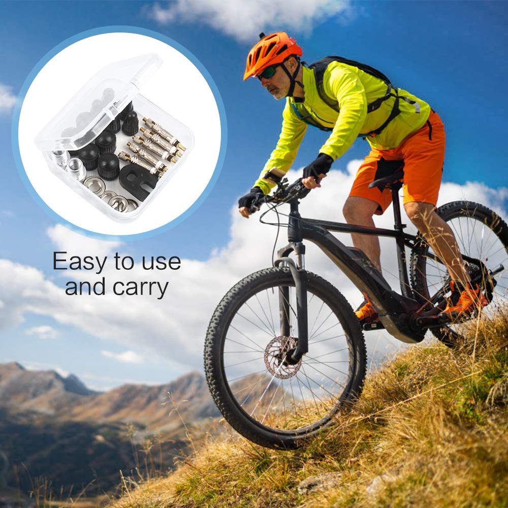 Demonte Valve De Pneu Outil,15 Pcs Adaptateur Presta à Schrader Adaptateur De Valve De Vélo