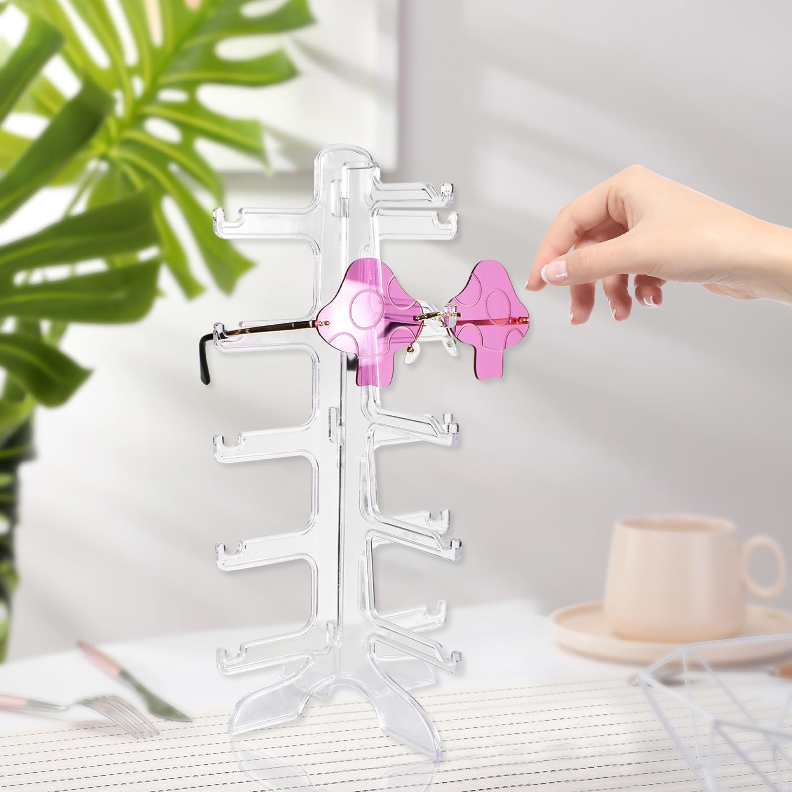 2 Stück Brillenständer,5-Lagen Brillen Aufbewahrungs Präsentationsregal,Sonnenbrille Display,Klarer Brillen Präsentationsregal für AufbewahrungSonnenbrillen,Myopia-Brillen,Planspiegel