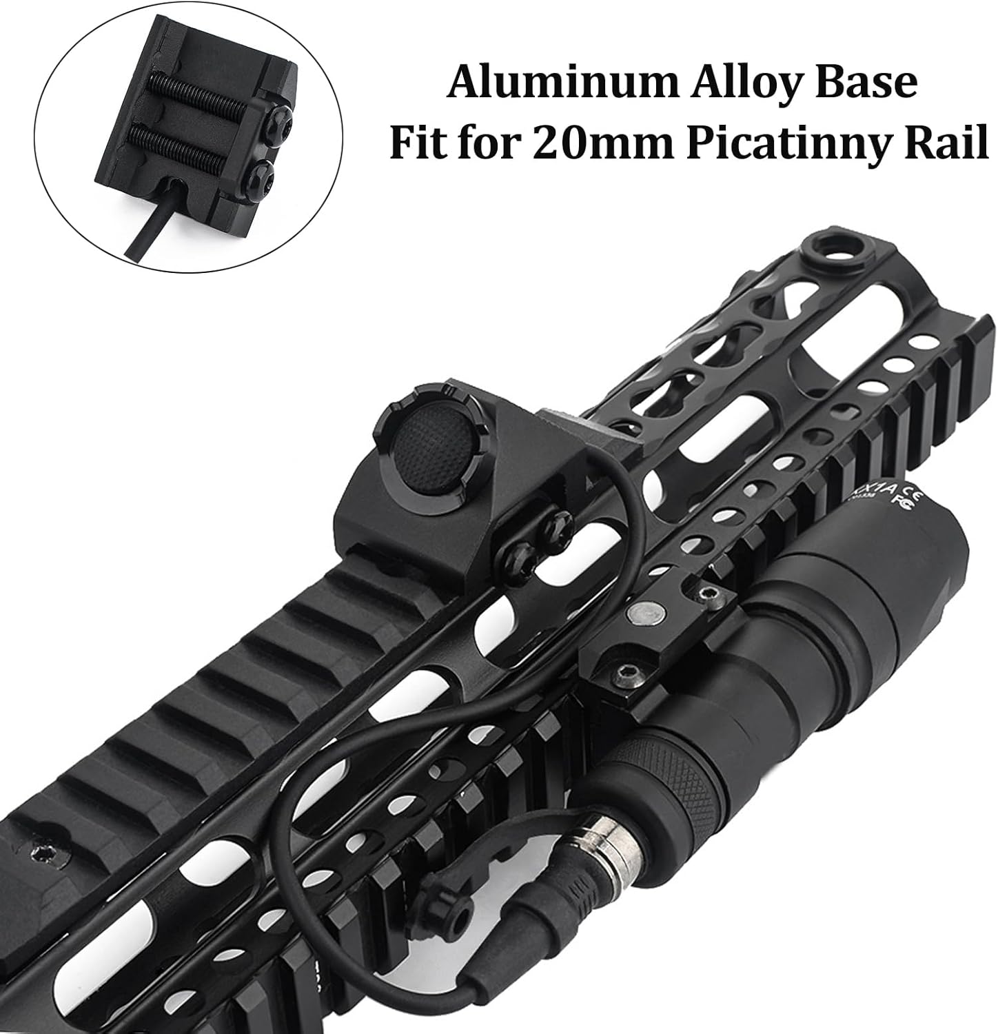 NOBUHIRO M600C 800 Lumens Tactical Flashlight, with Replaceable Mounting Rotating Base + Metal Remote Pressure Switch