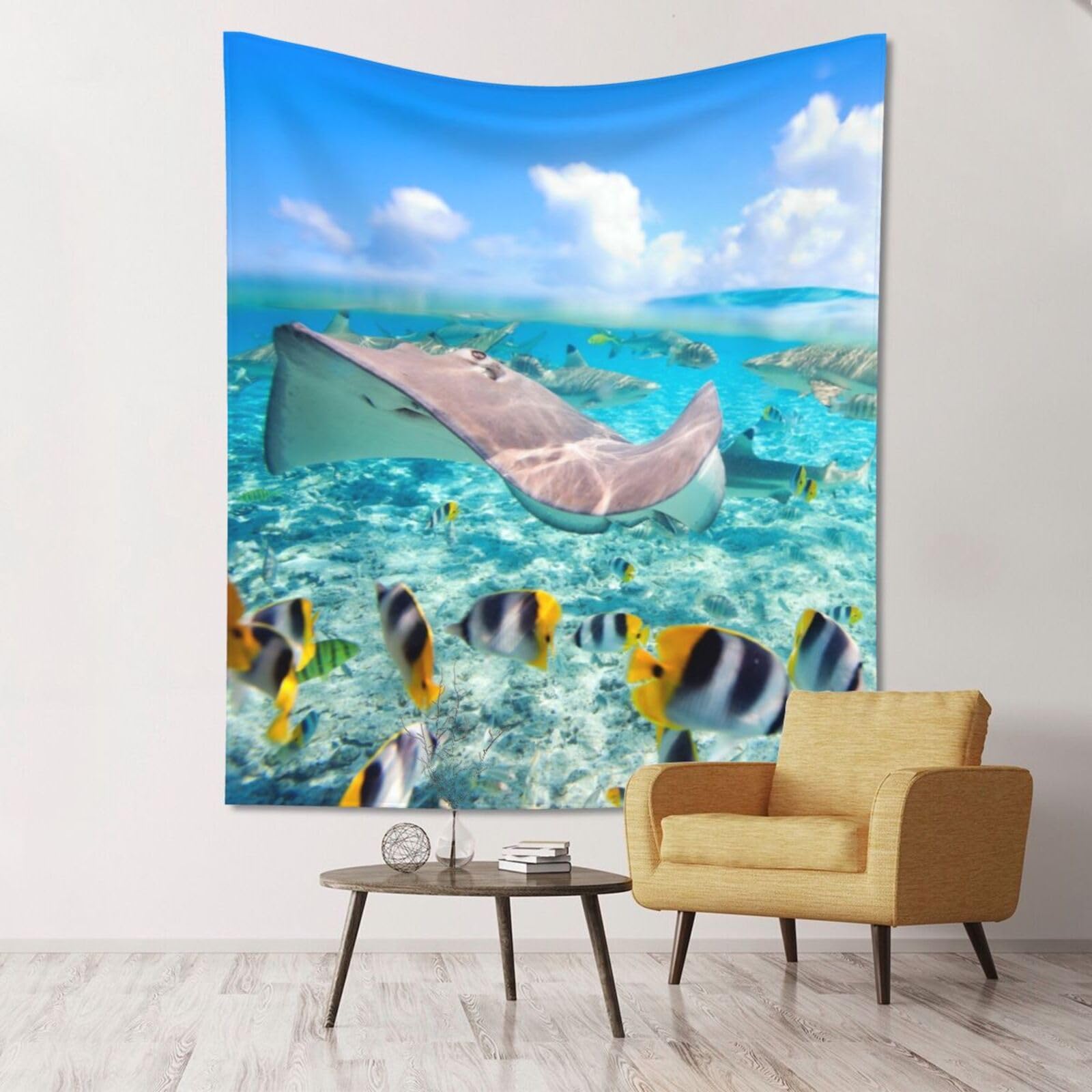 WKSGDSG Large Wall Hanging, Machine Washable Tapestry For Dorm Room, Colorful Fishes, Lightweight Polyester Wall Art For Bedroom Living Room, 152x130cm