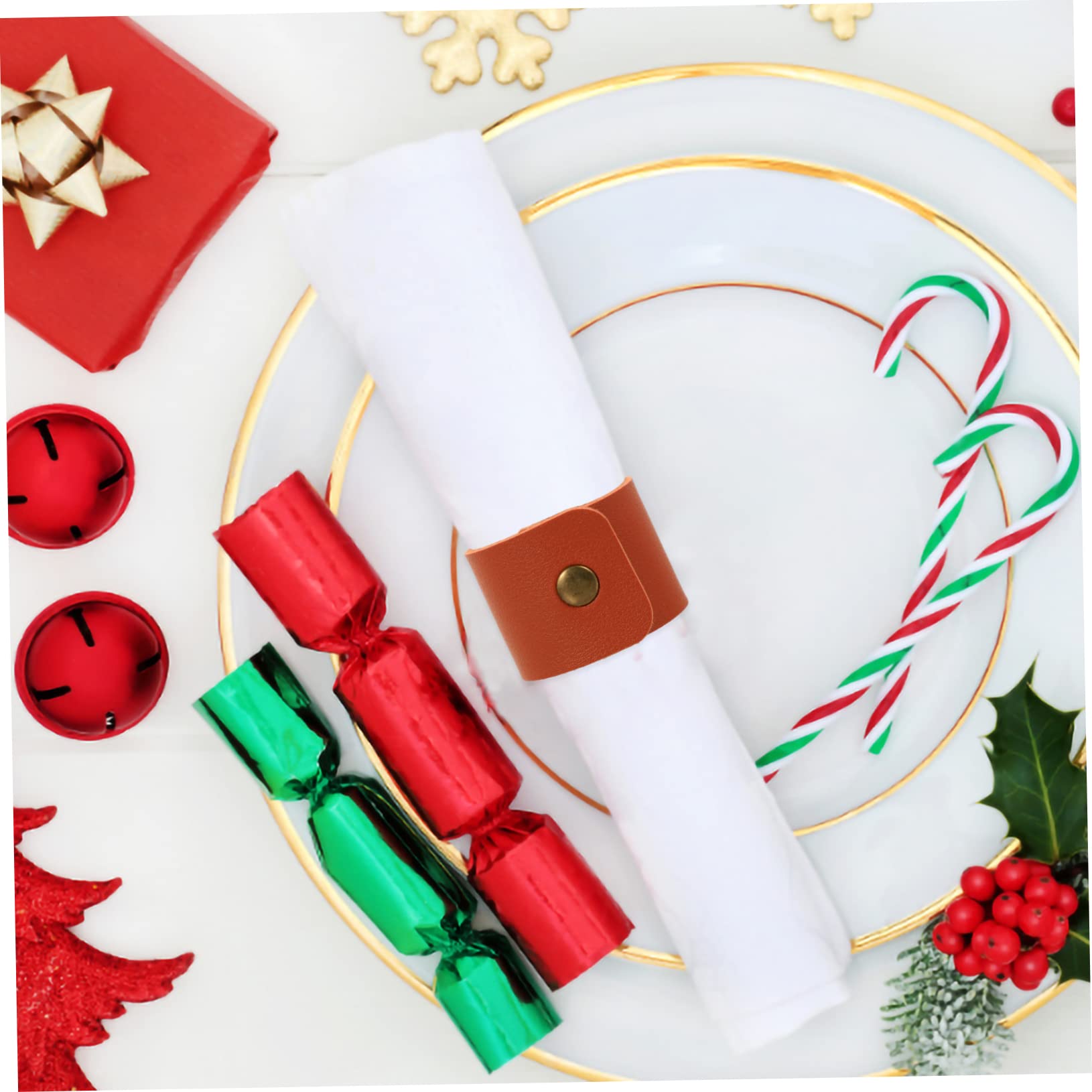 Zerodeko 20piezas Anillos De Servilleta De Cuero Impermeables para Decoración De Mesa Bodas y Restaurantes Accesorios Elegantes para Eventos y Cenas