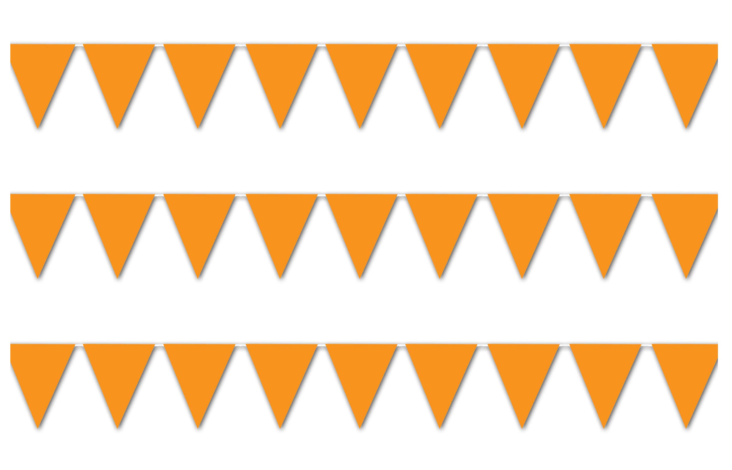 Fanions en plastique orange lot de 3 guirlandes suspendues triangulaires