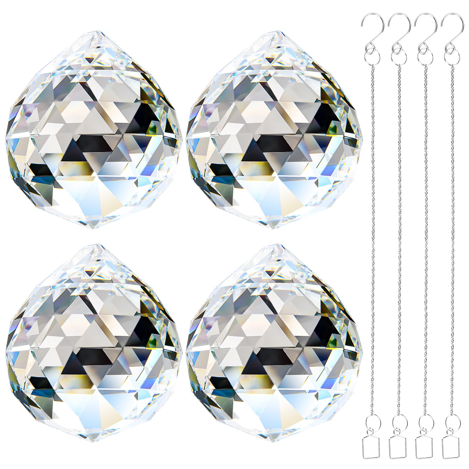 Adwikoso Transparent Crystal Ball Prism Pendant Glass Chandelier Hanging Pendant Feng Shui Suncatcher Wedding Home Window Décor (50Cm, 5)