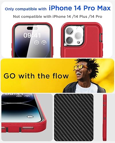 Miniatura 10 de AICase Funda con clip para cinturón para iPhone 14 Pro Max con protector de pantalla de vidrio + lente de cámara, compatible con MagSafe resistente