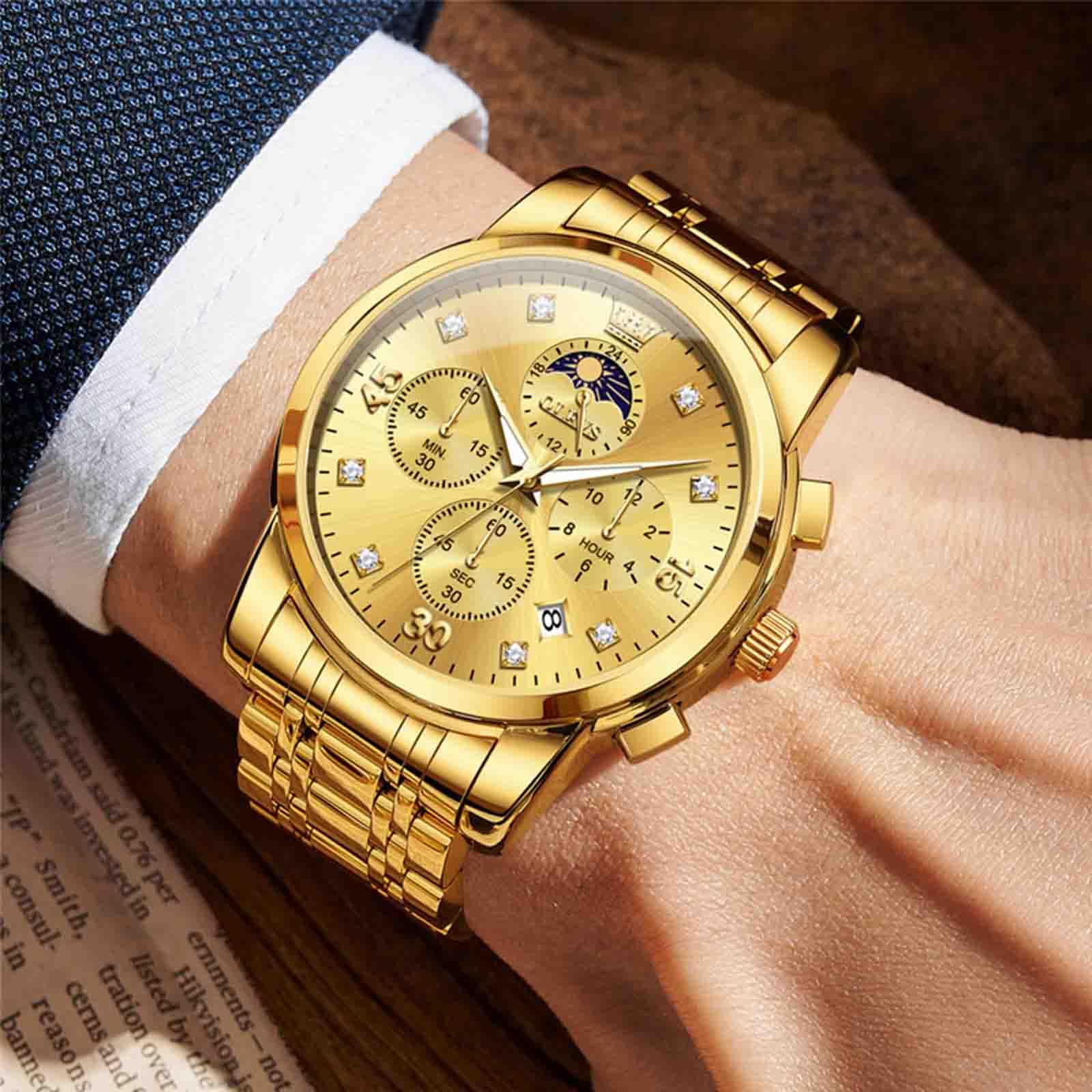 OLEVS Herren-Multifunktions-Uhr, mehrere Zifferblätter, wasserdicht,Leuchtend,Chronograph, Herrenuhr mit Datum für Herren, Edelstahl-Uhren für Herren