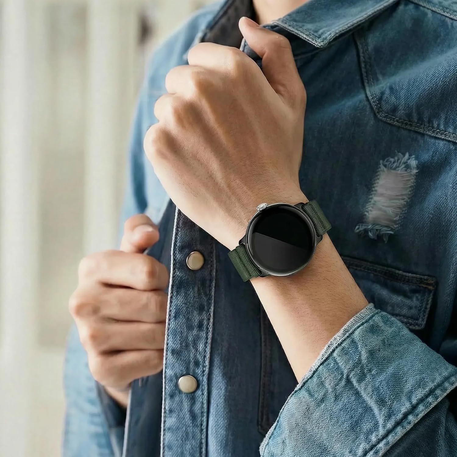 BlackPro Fabric Magnetic Bands Compatible with Google Pixel Watch 4/3/2/1 Band/Pixel Watch 4 Band 41mm 45mm, Nylon Sport Loop Strap for Pixel 3 Watch Band 45mm for Men Women