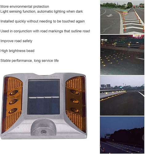 Miniatura 3 de Luz solar de perno prisionero de carretera de aleación de aluminio, resistente a la intemperie, inalámbrica, luz solar para cubierta (luz amarilla)