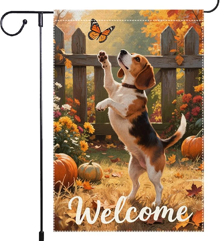 NHBTC Fall Dog Pumpkin Maple Garden Flag in Cute Dog #14