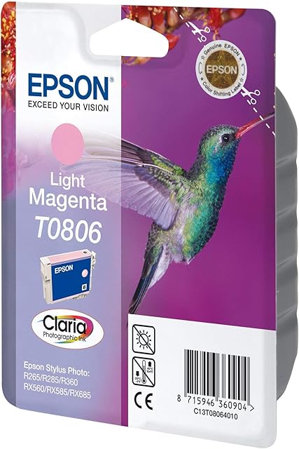 Epson Original C13T08064011 T0806 Light Magenta Ink Cart, Genuine, Amazon Dash Replenishment Ready